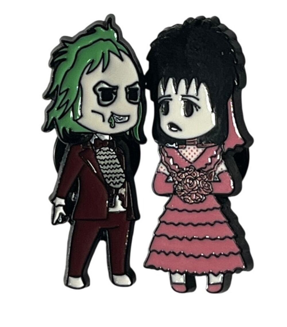 Beetlejuice and Lydia Metal Lapel Pins Set